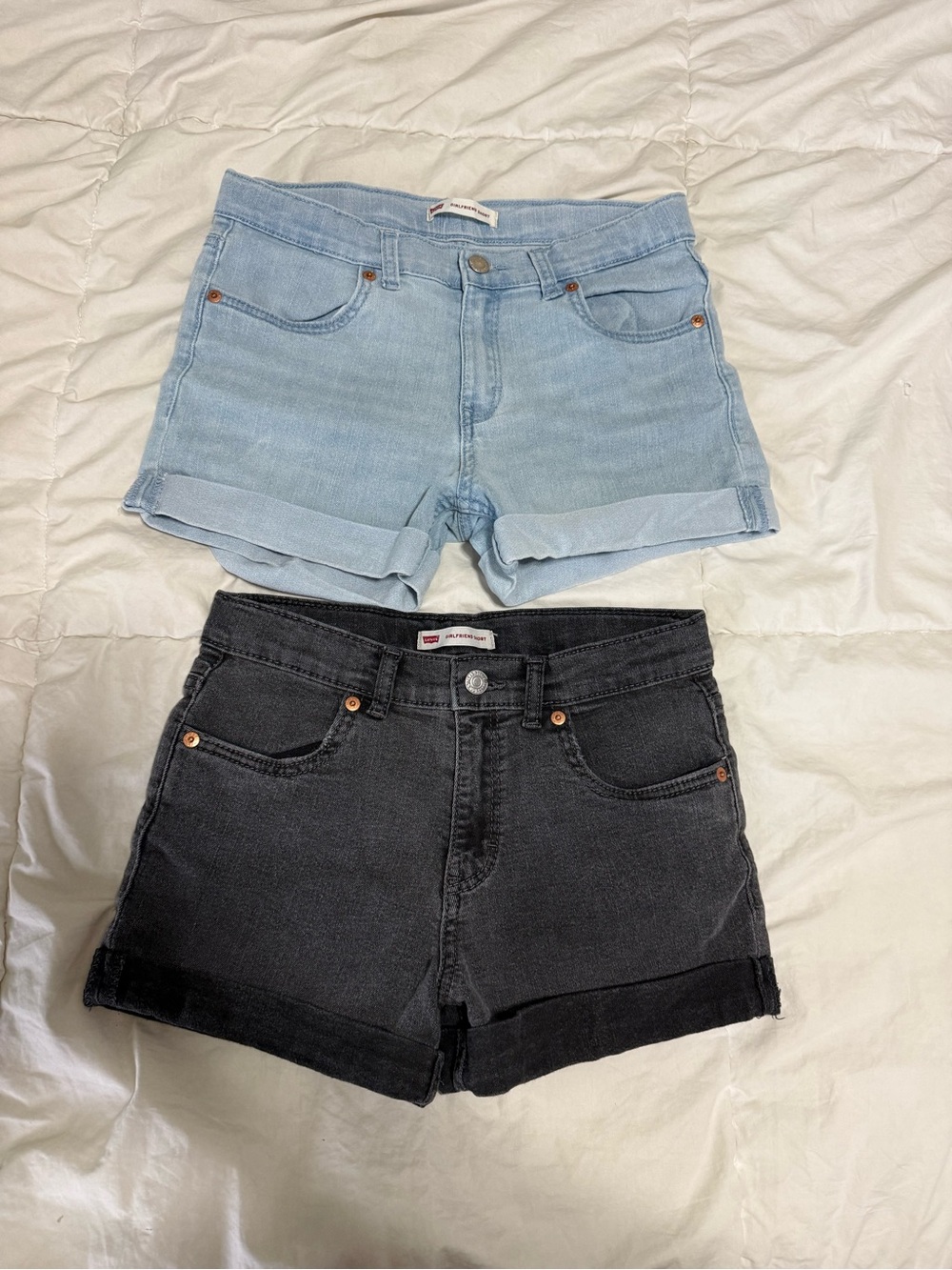 Levi's kids Jean Shorts in Light Blue and Black - Rolled Cuff Pair